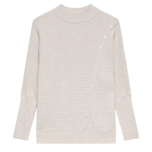 Mint Velvet Neutral Button Detail Ribbed Jumper